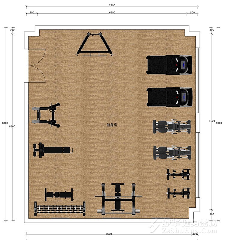 65平方米健身房设计案例平面图